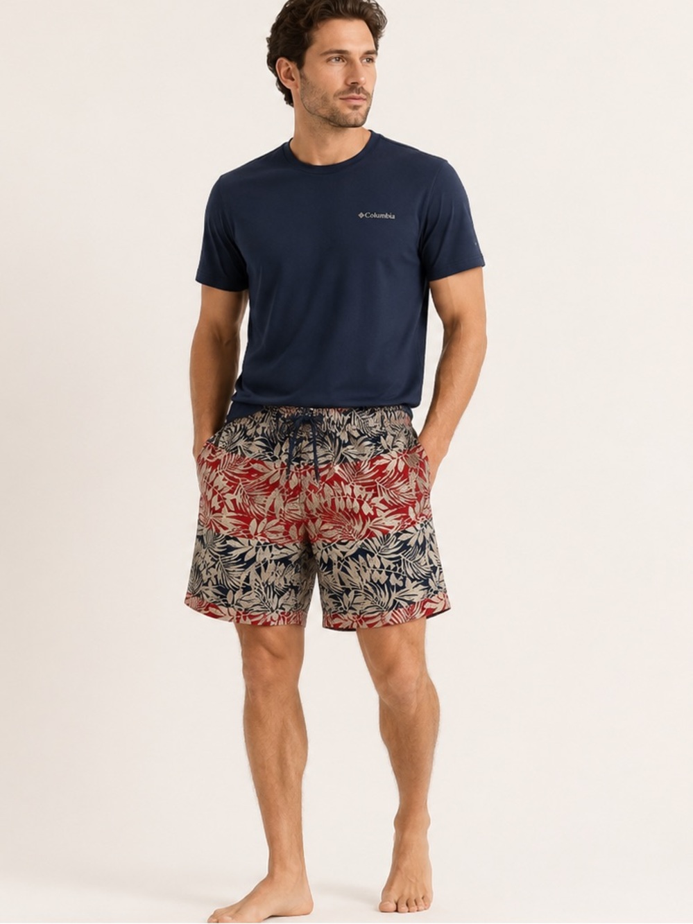 Columbia Navy Tropical Print Shorts XL